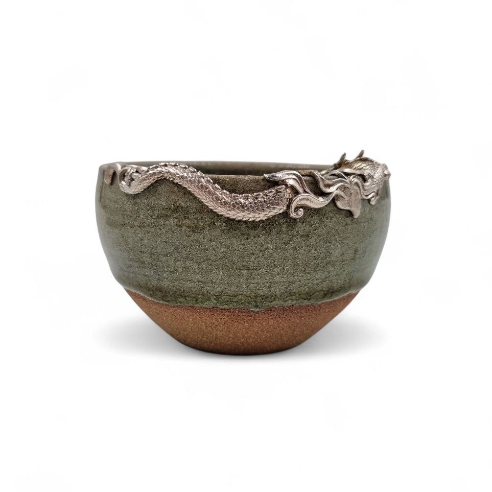 Чашка "Дракон", с серебром, изумрудная, 150 мл