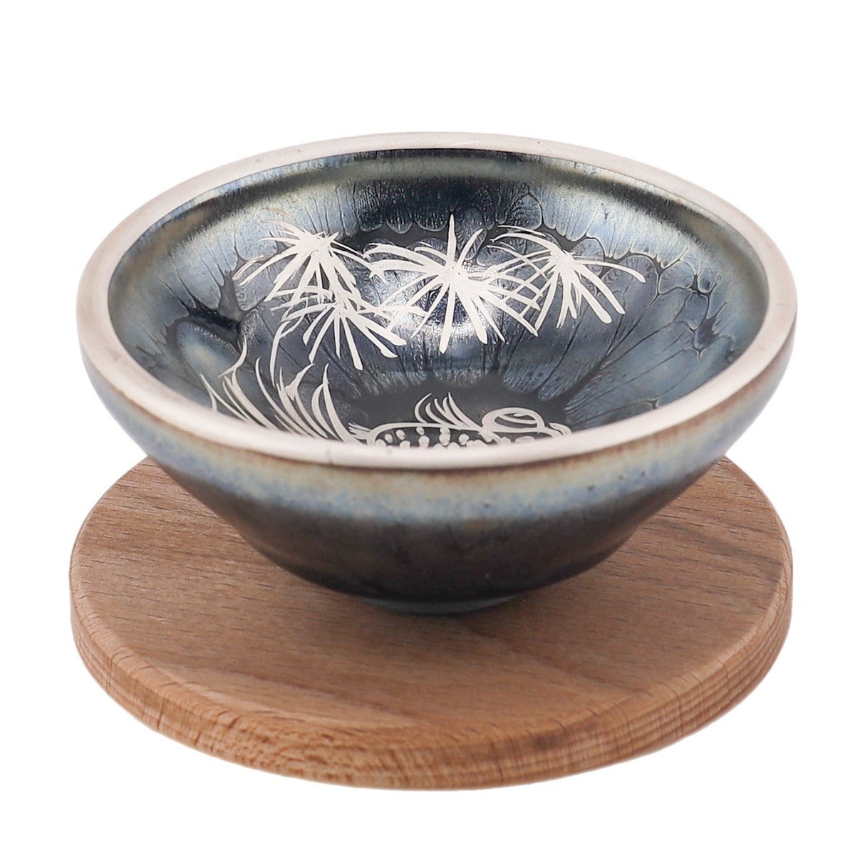 Чашка "Рыба" ручная роспись серебром, 80 мл