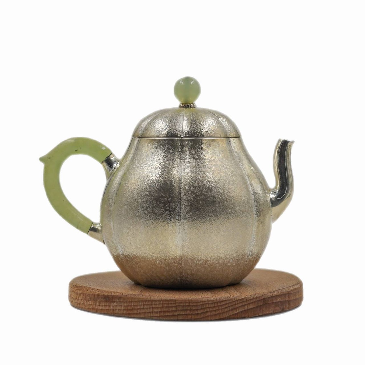 Чайник "Тыква", серебряный, нефрит, 180 мл