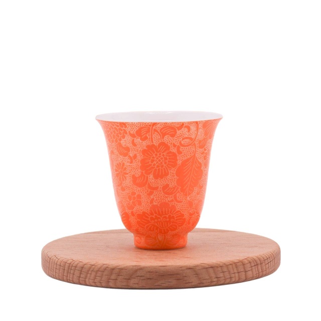 Чашка "Цветущий балдахин" оранжевая, Цзиндэчжэнь, 40 мл