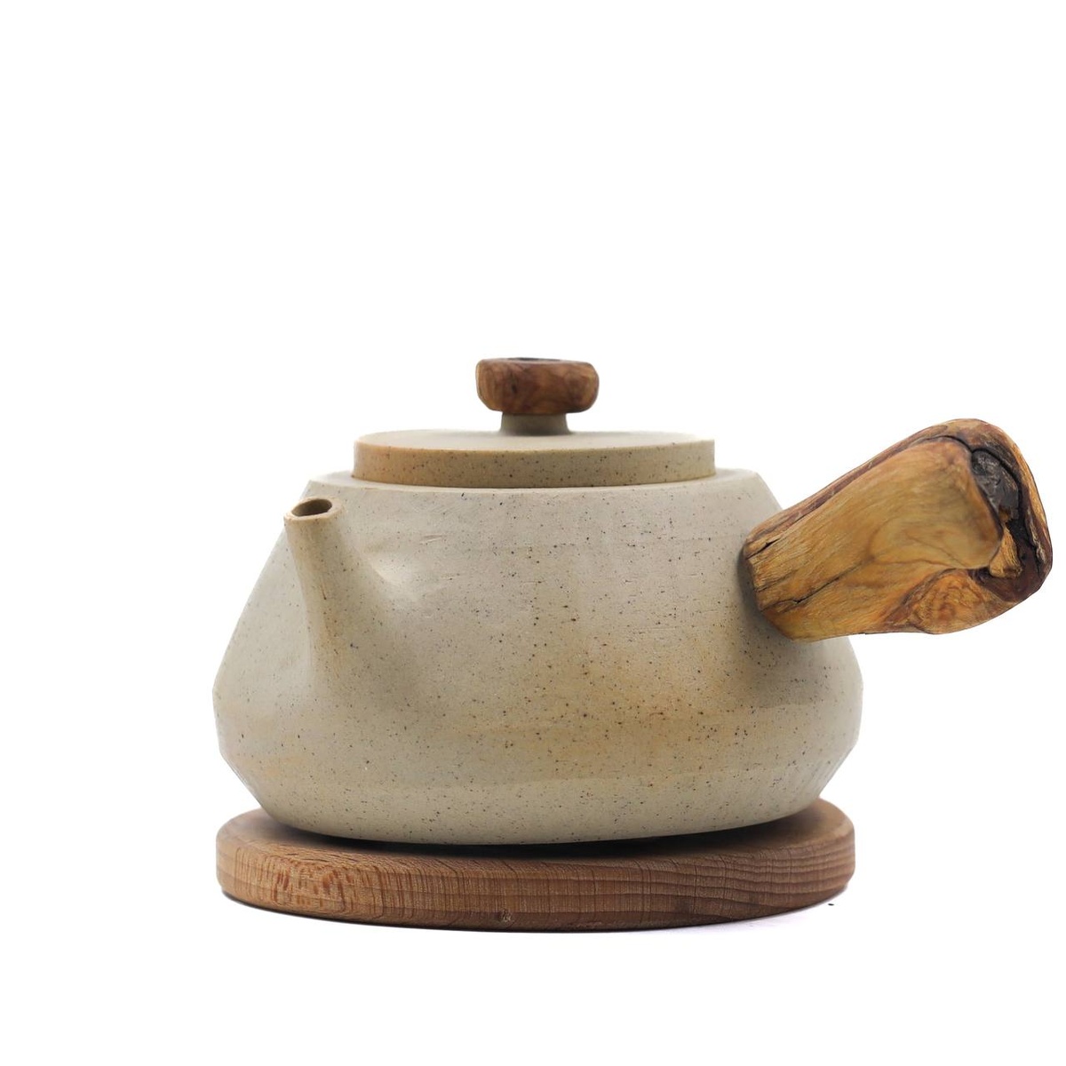 Чайник "Марлон", уральская глина, ручка сосна, 200 мл