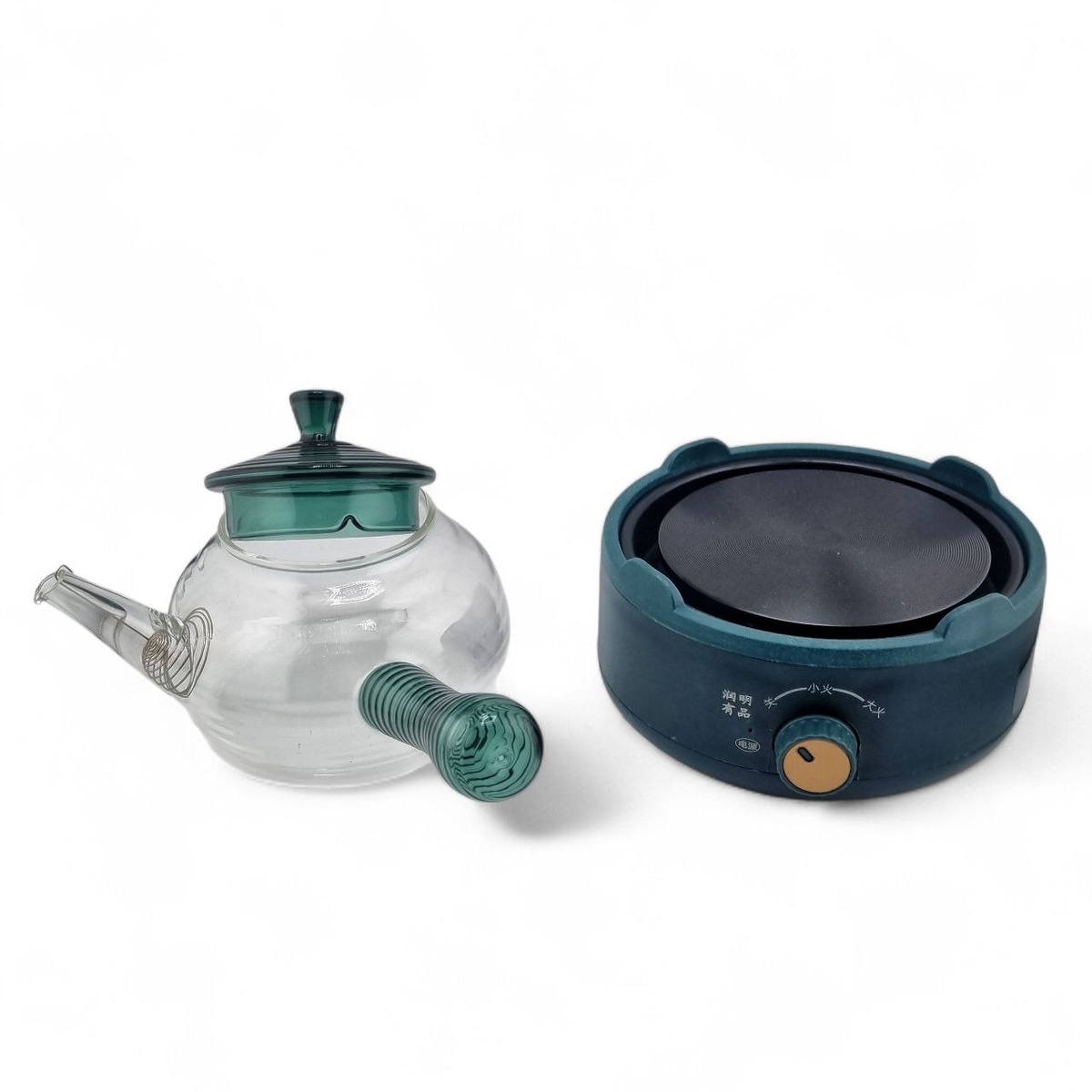 Набор "Чайник стеклянный и плитка"