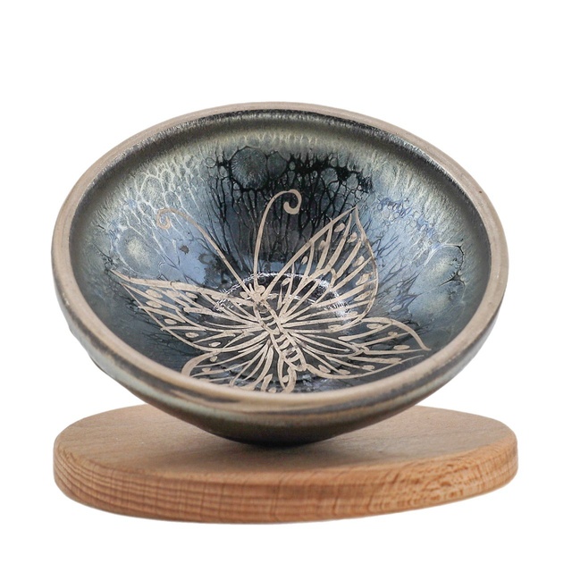 Чашка "Бабочка" ручная роспись серебром, 80 мл