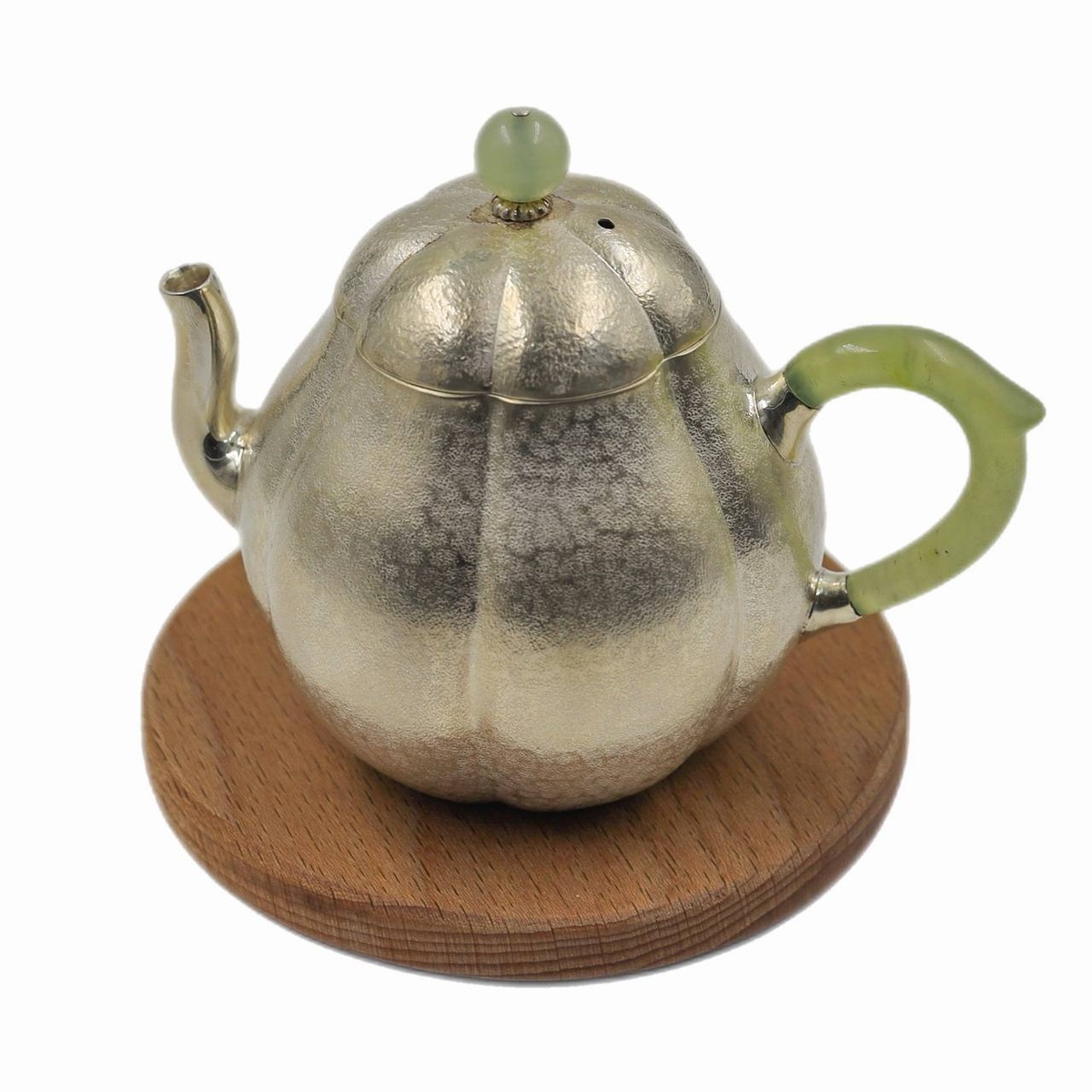 Чайник "Тыква", серебряный, нефрит, 180 мл