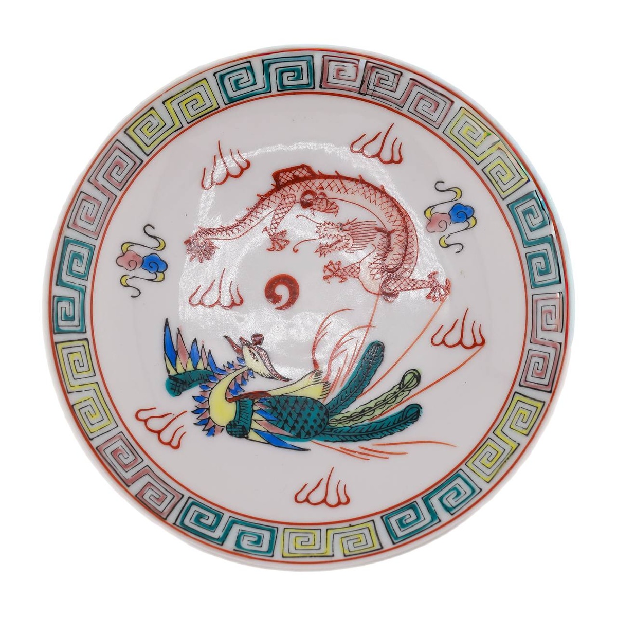 Тарелка винтажная "Дракон и феникс"