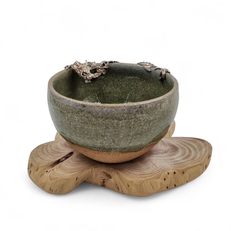 Чашка "Дракон", с серебром, изумрудная, 150 мл