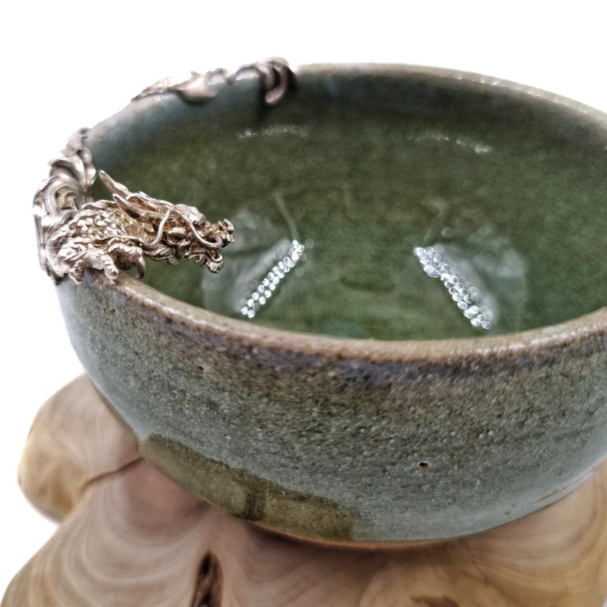 Чашка "Дракон", с серебром, изумрудная, 150 мл