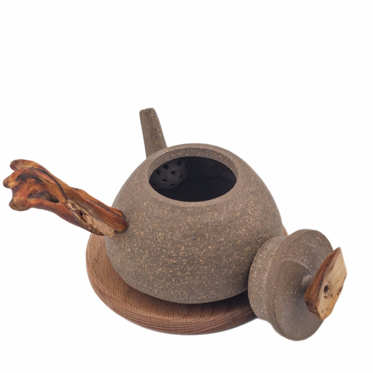 Чайник "Добрая весть", исинская глина, ручка можжевельник, 140 мл