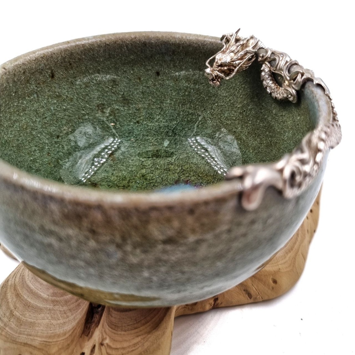 Чашка "Дракон", с серебром, изумрудная, 150 мл