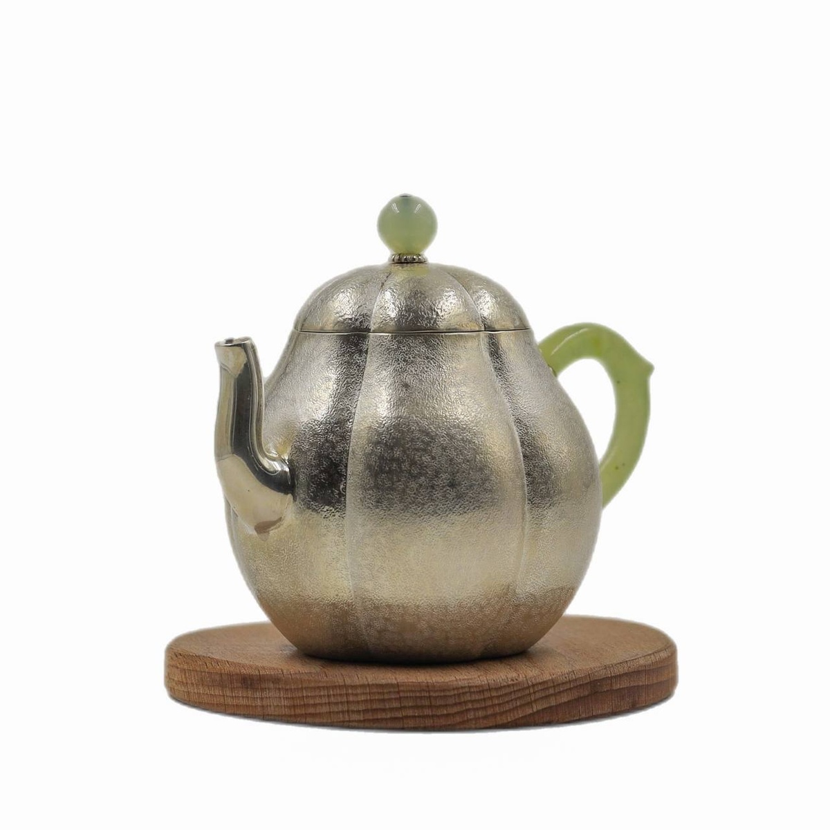 Чайник "Тыква", серебряный, нефрит, 180 мл