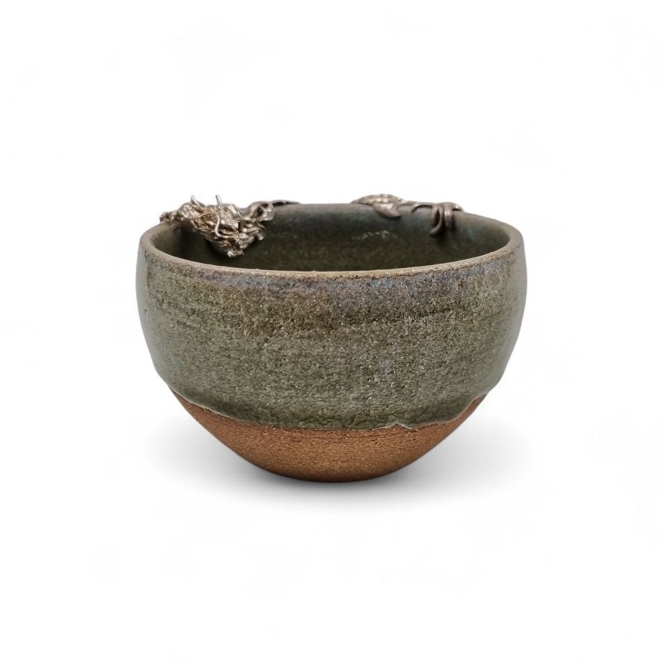 Чашка "Дракон", с серебром, изумрудная, 150 мл