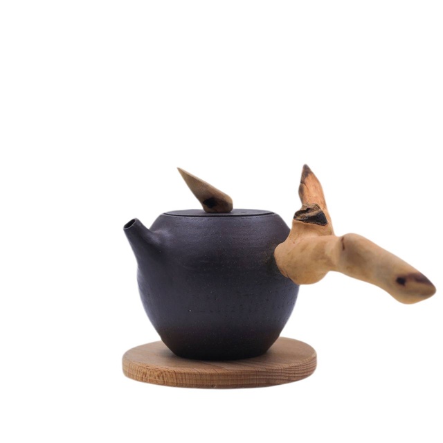 Чайник "Платон", глина чугун, ручка дерево платан, 200 мл