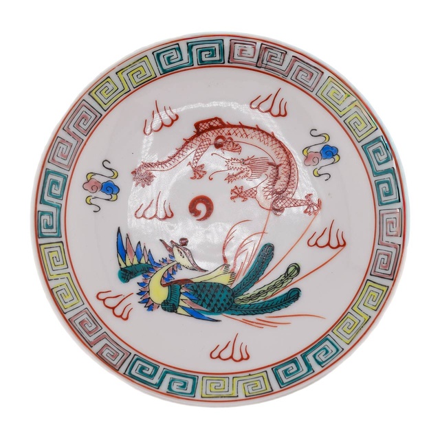 Тарелка винтажная "Дракон и феникс"